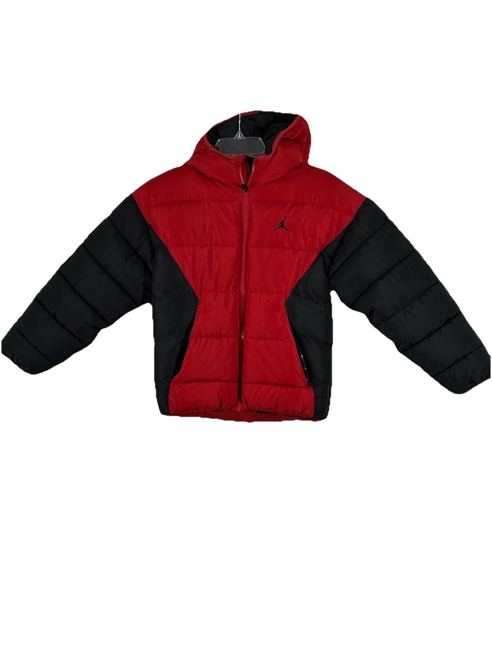 Jordan Brooklyn Boys M New With Tags Faux Puffer Hooded Jacket Big Gym Red Black